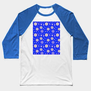 Golden snowflakes on blue winter pattern Baseball T-Shirt